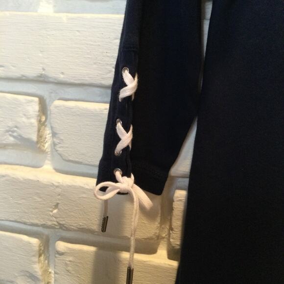 New LRL Lauren Jeans Navy Blue boat neck T -Shirt M - Picture 2 of 5